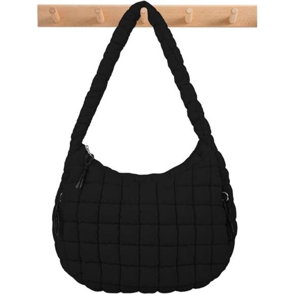 Quilted Puffer Tote Bag Black - Picture 1 of 6